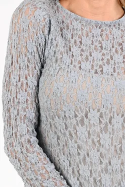 Aimée the label annie T-shirt lange mouw Vergrijsd blauw