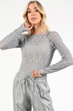 Aimée the label annie T-shirt lange mouw Vergrijsd blauw