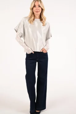 Aimée the label dreamy Blouse korte mouw Zilver
