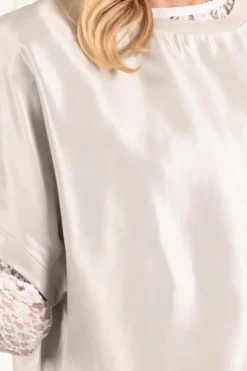 Aimée the label dreamy Blouse korte mouw Zilver