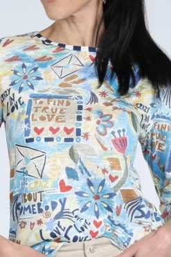 Atelier Maillet DF6st008 T-shirt driekwart mouw Licht blauw