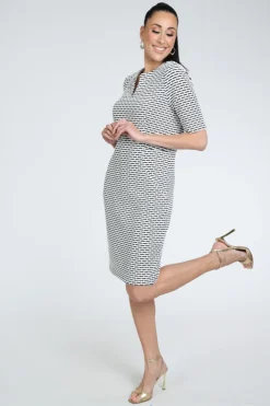 B Three julia Jurk korte mouw Off white