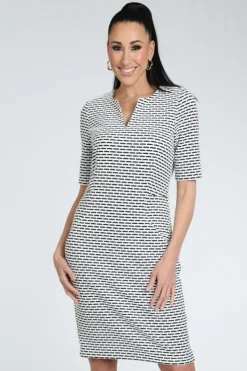 B Three julia Jurk korte mouw Off white