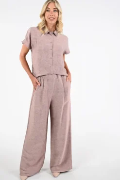 By-Bar celin gloss pants Broek Oud rose