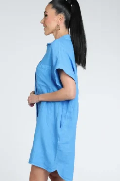 By-Bar Hella linen dress Jurk korte mouw Blauw