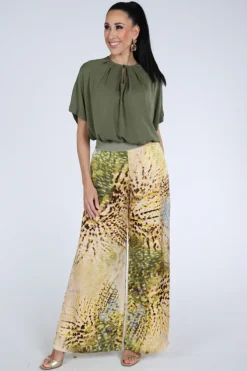 Caroline Biss 1628 Blouse korte mouw Kaki