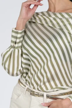 Caroline Biss 1644 Blouse lange mouw Kaki