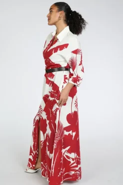 Caroline Biss 1188 Jurk driekwart mouw Rood