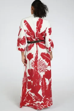 Caroline Biss 1188 Jurk driekwart mouw Rood