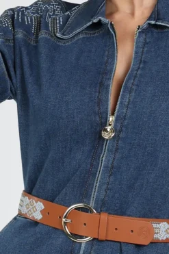 Caroline Biss 1196 Jurk korte mouw Blue denim