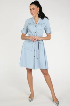 Catnoir 3417 Jurk driekwart mouw Blue denim
