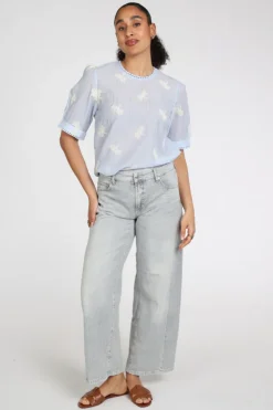 Co'couture 45098 Blouse korte mouw Licht blauw