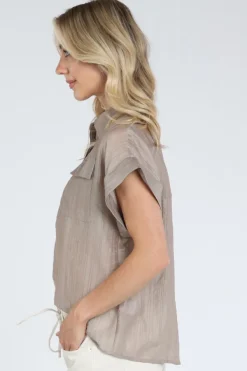 Co'couture 45121 Blouse korte mouw Taupe