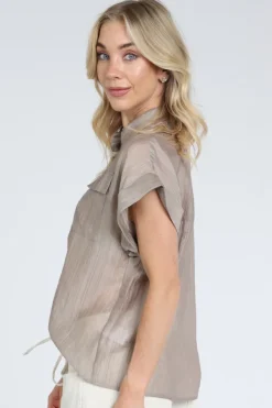 Co'couture 45121 Blouse korte mouw Taupe