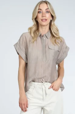 Co'couture 45121 Blouse korte mouw Taupe