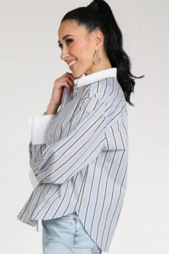 Co'couture 45061 Blouse lange mouw Licht blauw