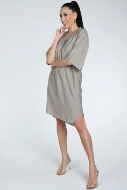 Co'couture 46084 Jurk driekwart mouw Taupe