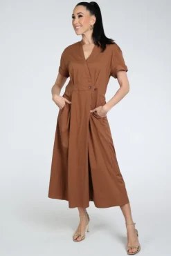 Co'couture 46112 Jurk korte mouw Bruin