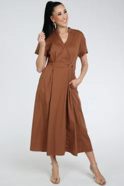 Co'couture 46112 Jurk korte mouw Bruin