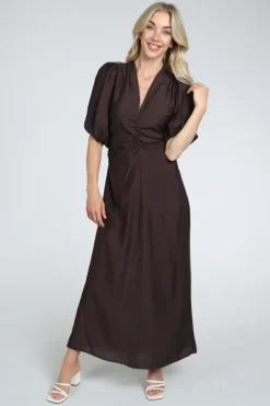Co'couture 46093 Jurk korte mouw Donker bruin