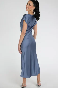 Co'couture 46026 Jurk korte mouw Vergrijsd blauw