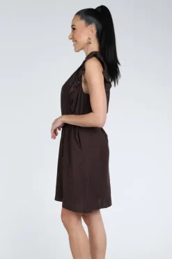 Co'couture 46099 Jurk mouwloos Donker bruin