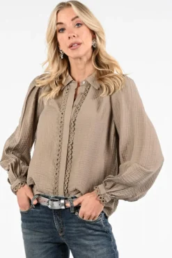 Co'couture 45014 TassyCC Blouse lange mouw Taupe