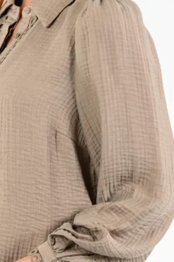 Co'couture 45014 TassyCC Blouse lange mouw Taupe