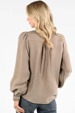 Co'couture 45014 TassyCC Blouse lange mouw Taupe