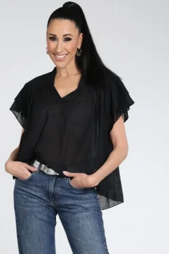 10 Days 20-400-6202 Blouse korte mouw Zwart