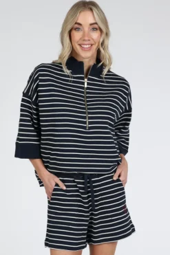 Deblon daan striped Sweater Marine