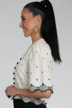 Fabienne Chapot CLTBLS34SS260212 Blouse korte mouw Off white