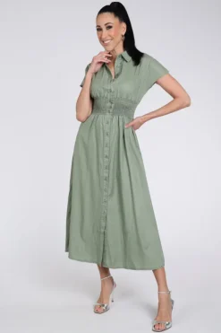 Florez Estelle dress Jurk mouwloos Olijf
