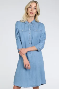 Geisha ANGEL Jurk korte mouw Blue denim