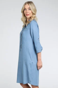 Geisha ANGEL Jurk korte mouw Blue denim