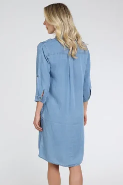 Geisha ANGEL Jurk korte mouw Blue denim