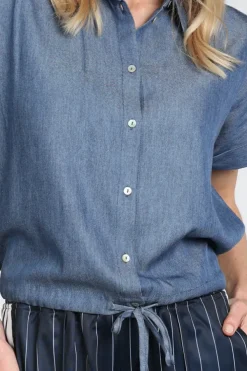 Geisha 63294-20 Blouse korte mouw Blue denim