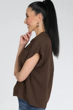 Geisha 63166-70 Blouse korte mouw Bruin