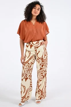 Geisha 63345-45 Blouse korte mouw Cognac