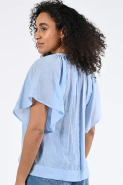 Geisha 63345-45 Blouse korte mouw Licht blauw