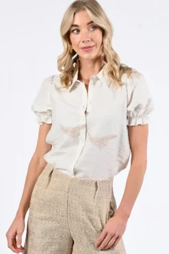 Geisha 53464-20 Blouse korte mouw Off white