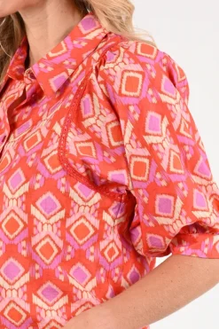 Geisha 63195-20 Blouse korte mouw Oranje