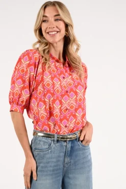 Geisha 63195-20 Blouse korte mouw Oranje