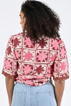 Geisha 63489-20 Blouse korte mouw Roze