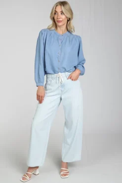 Geisha 63015-10 Blouse lange mouw Blue denim