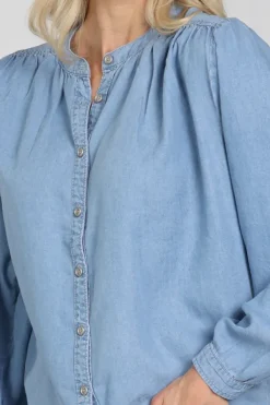Geisha 63015-10 Blouse lange mouw Blue denim