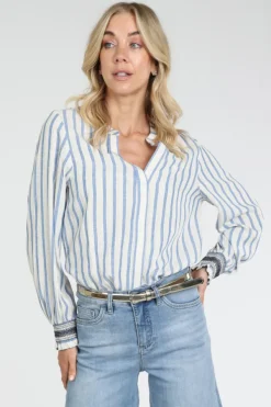 Geisha 63130-99 Blouse lange mouw Licht blauw