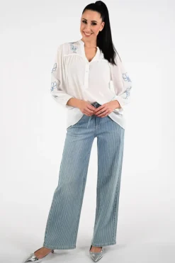 Geisha 63069-14 Blouse lange mouw Wit