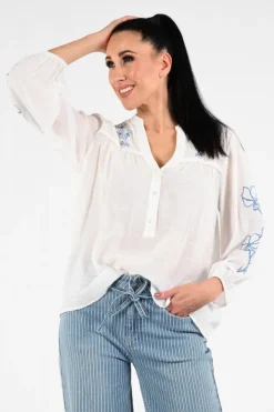 Geisha 63069-14 Blouse lange mouw Wit