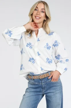 Geisha 63053-14 Blouse lange mouw Wit